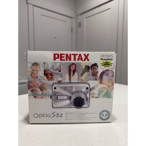 Pentax Optio S5z 5.0 Mp Digital Camera With Charger Silver Tested